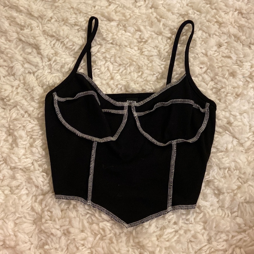 Black and White Corset Crop Top